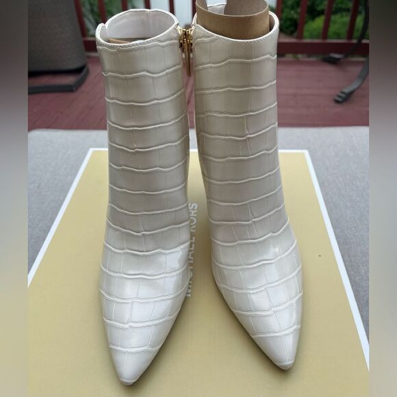 Michael Kors Ivory Croc-Embossed Booties - Picture 5 of 10